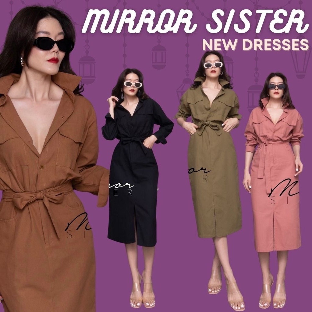 Mirrorsister #21101.3 เดรสเชิ้ตดีไซน์เท่ห์ เดรสแขนยาว เรียบหรู ชุดออกงาน ชุดทำงาน