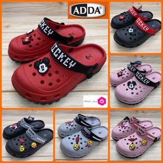 ADDA 5TD24-W4/5TD24-W6 รองเท้าหัวโต ลายหัวใจ/มิกกี้ (4-6) สีดำ/แดง/เทา/ชมพู