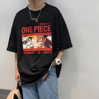 One Piece Red เสื้อยืด One Piece Luffy Tees Oversize T-Shirt Men Short Sleeve Tshirt Couple Casual Unisex T Shirt B_36