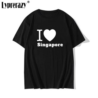 (พร้อมส่ง)เสื้อยืดเท่ เสื้อยืดผู้ชาย Lyprerazy ฉันรักสิงคโปร์พิมพ์ตลกหลวมเสื้อยืดยุโรป / สหรัฐอเมริกาขนาด S-2XL