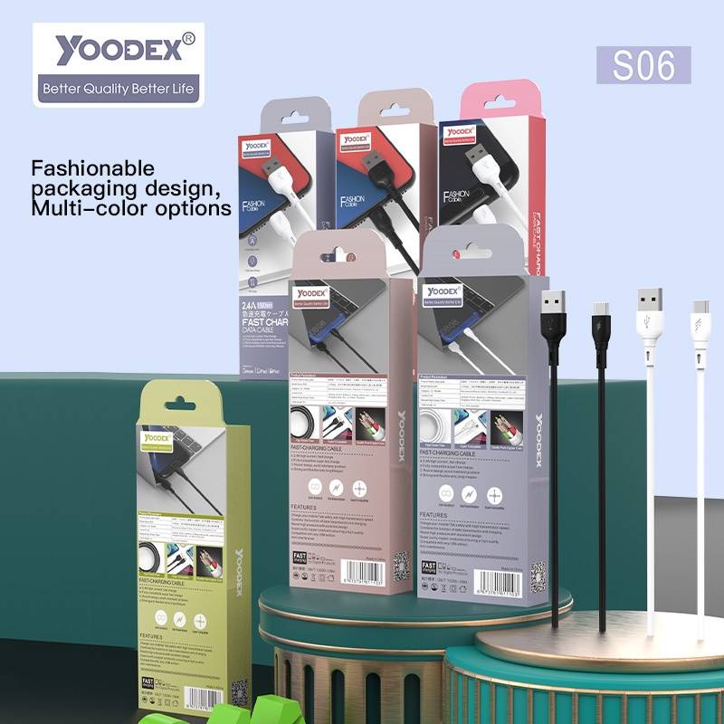 พร้อมส่ง YOODEX S06 สายชาร์จ USB สายชาร์จเร็ว 2.4A/12W มีให้เลือก สามหัว Micro,Type-C,Li ความยาวสาย 