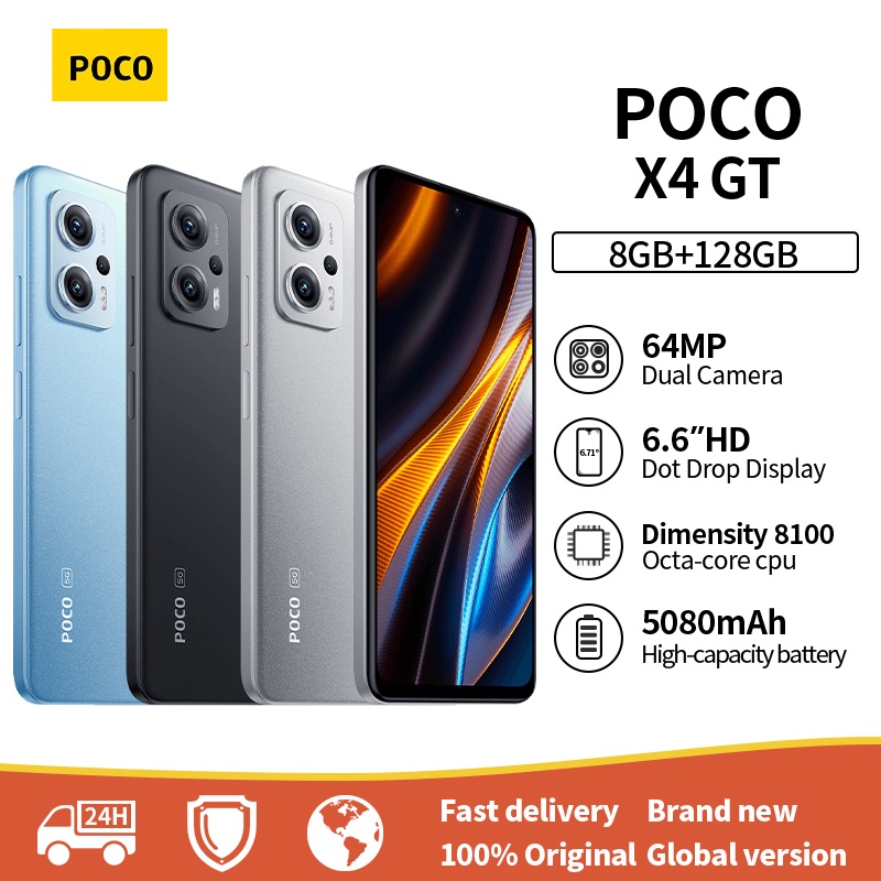 สมาร์ทโฟน Global Version POCO X4 GT 128GB 256GB 5G 67W 144Hz DotDisplay 64MP กล้องสามตัว NFC