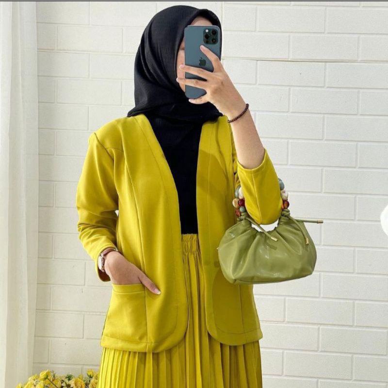 Putih HITAM Premium SCUBA BLAZER, หนา SCUBA BLAZER, สีดํา SCUBA BLAZER, LEMON SCUBA BLAZER, สีขาว SC