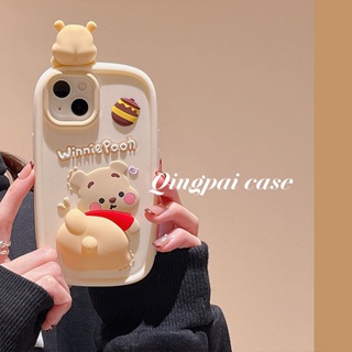 เคสโทรศัพท์มือถือแบบนิ่ม กันกระแทก ลายหมีน่ารัก สามมิติ สําหรับ Iphone 14promax 13 13promax 12 14pro 11