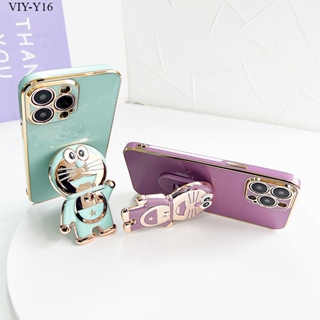 VIVO Y35 Y22 Y22S Y16 เคสวีโว่ สำหรับ Case Cartoon Cats Folding Bracket เคสนิ่ม เคส เคสโทรศัพท์ เคสมือถือ Full Soft Case Protective Back Cover Shockproof Casing