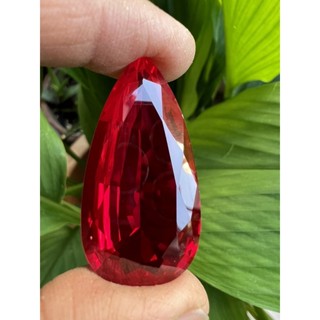 Lab Ruby pear 19x40mm- 59cts ทับทิม สีแดง เจียระไนเหลี่ยม เพชร..