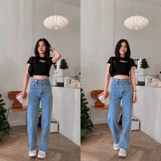 Liza jeans 🧵กางเกงกระบอกสียีนส์ฟอกวินเทจ#N01สียีนส์ฟอกซีด**ผ้าไม่ยืด