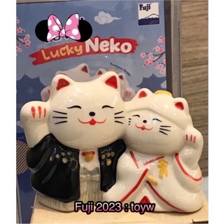 ของที่ระลึก ของพรีเมี่ยม Lucky Neko  บ่าว สาว- Toothpick Holder แมว Fuji ปี 2023 อาหารญี่ปุ่นฟูจิ ภัตตาคารอาหารญี่ปุ่น