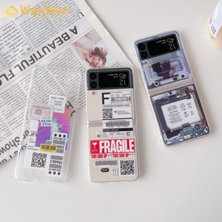 Wenwen เคสโทรศัพท์มือถือแฟชั่น เพ้นท์ลายฉลาก สําหรับ Samsung Z Flip4 Z Flip3