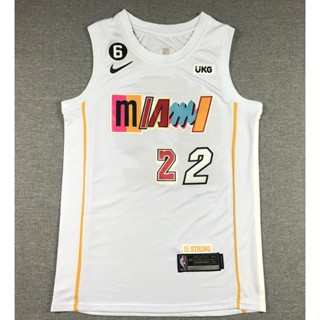 เสื้อกีฬาบาสเก็ตบอล ปักลาย Miami Heat 22 Jimmy Butler สีขาว สําหรับผู้ชาย 2023