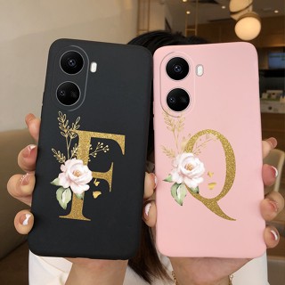 เคสโทรศัพท์มือถือ ซิลิโคนนิ่ม ลายตัวอักษร ดอกไม้ สีดํา สําหรับ Huawei Nova 10 SE Nova 10SE Nova10SE