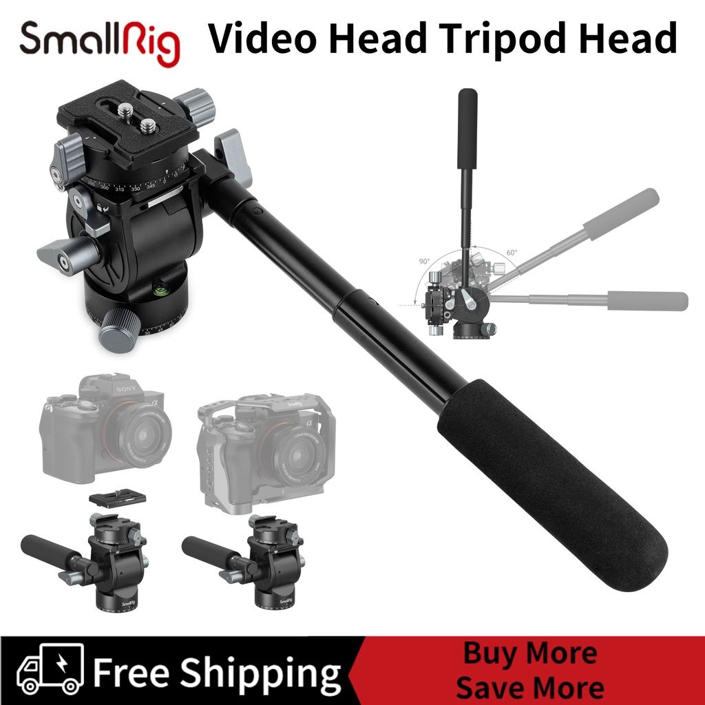 SmallRig Video Head Tripod Head with Quick Release Plate for Arca Swiss and Lever Adjustable Pan Hea