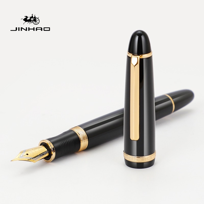 Penlab Jinhao X850 Fountain Pen Copper Barrel Gold Clip Iraurita Fine / Medium Nib for Writing Signature C7326