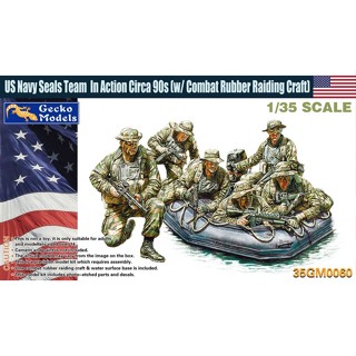 โมเดลรถทหาร Gecko Model 1/35 35GM0060 US NAVY SEALS TEAM IN ACTION CIRCA 90S WITH COMBAT RUBBER RAIDING CRAFT