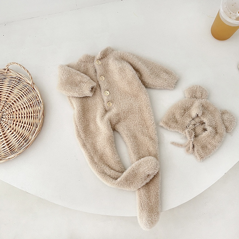 เสื้อผ้าเด็ก เด็กทารก เด็กผู้ชาย เด็กผู้หญิง น่ารัก หมี มีฮู้ด จั๊มสูท อบอุ่น ขนยาว ชุดนอนฤดูหนาว - รูปที่ 7