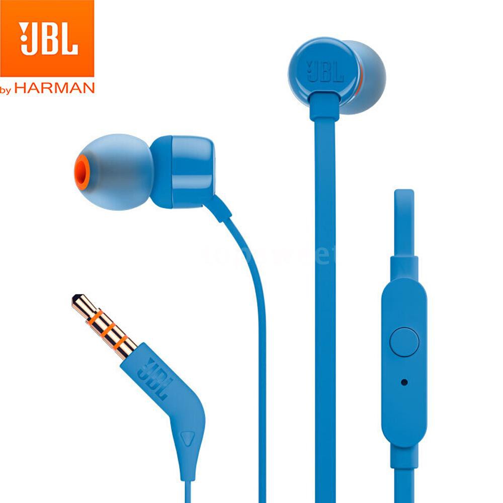 JBL T110 3.5mm Wired In-ear Headphones Stereo Music Bass Headset Sports Earphone In-line Control Hands-free with Mic 8zg