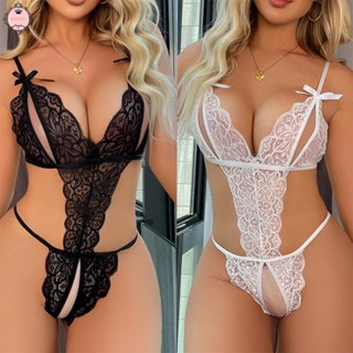 Jumpsuit Lace+Nylon Leopard Lingerie Nightwear Open Underwear Accessorie