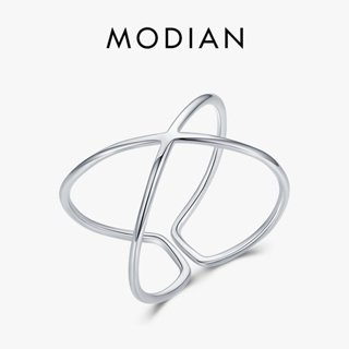 Modian แหวนเงินแท้ 100% 925 รูปตัว X ปรับขนาดได้ เครื่องประดับแฟชั่นหรูหรา สําหรับผู้หญิง