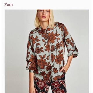 ZARA x cotton ผ้าลื่นเย็นใส่สบาย ลายสวยมาก อก 44 ยาว 28 size L Tag ตัด ❌ตำนิ ชายเก็บงานมาไม่ค่อยสวย • Code : 774(12)