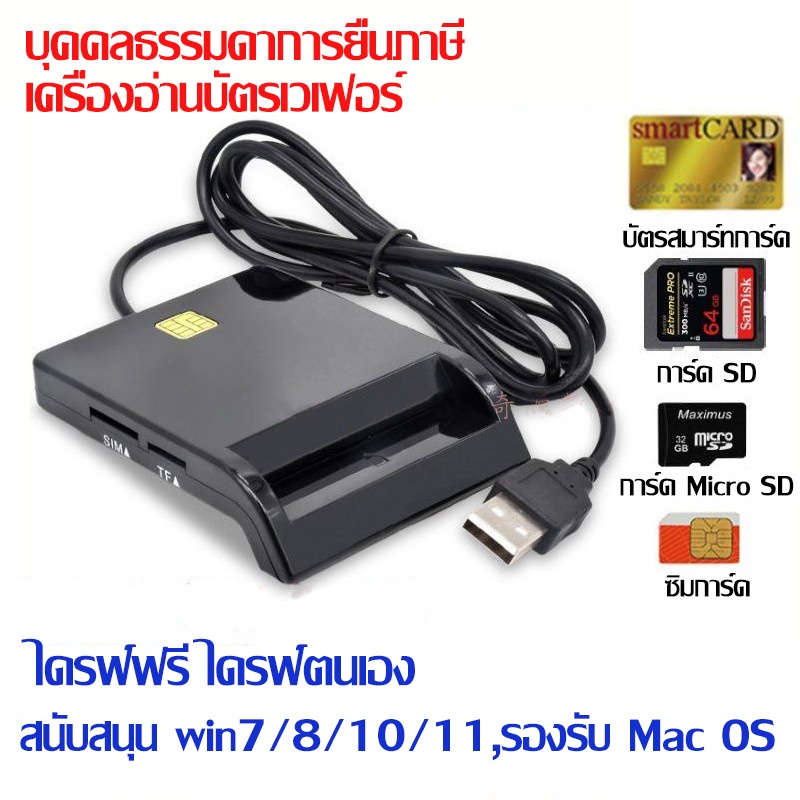 MSmile เครื่องอ่านบัตรประชาชน บัตรสมาร์ทการ์ด Smart card reader FAST ID ยอดนิยม D126