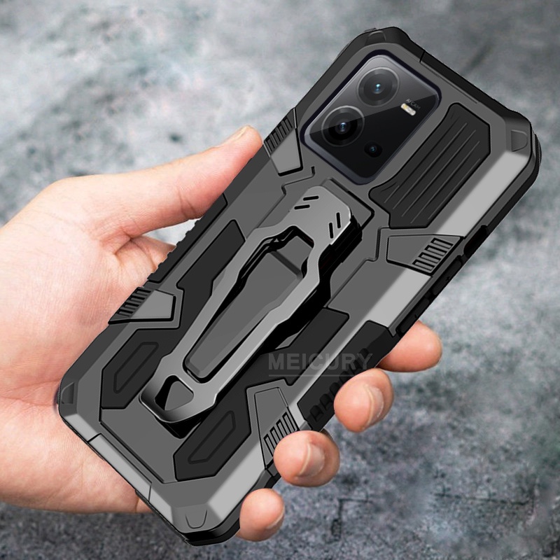 สําหรับ Vivo V25 5G / V25E กรณีคลิป Kickstand Amor Hard กลับ Soft TPU Edge กันกระแทก Anti-drop Slim ฝาครอบบาง