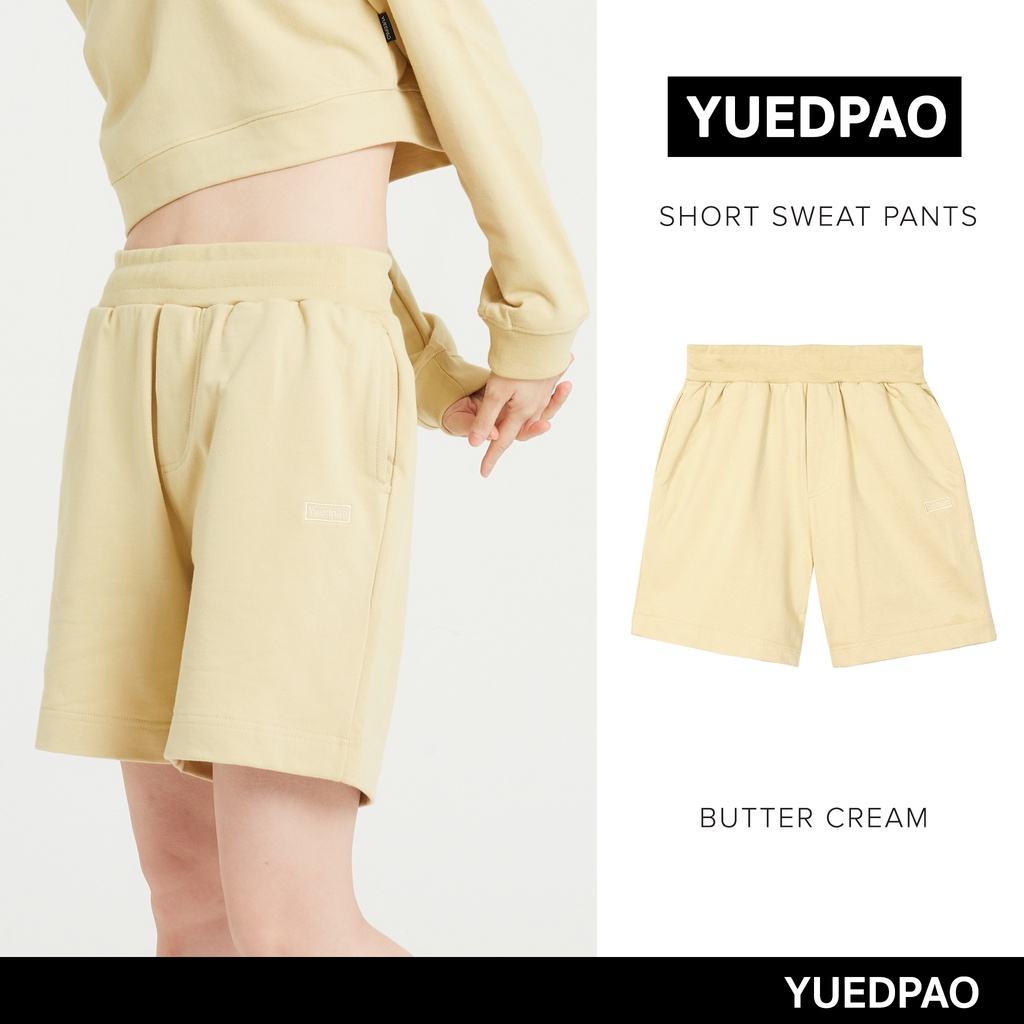 Yuedpao ยอดขาย No.1 รับประกันไม่ย้วย 2 ปี กางเกงสีพื้น ยืดเปล่า Short pant สี Butter cream