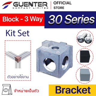 Block Bracket 30 3 Way - 30 Series (จำหน่ายแบบตัว) เป็น bracket ชนิดต่อเข้ามุม 3 ทาง อลูมิเนียมโปรไฟล์ซีรี่ 30 [BKB-022]