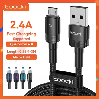 Toocki สายเคเบิล micro usb 2.4 แอมป์ ชาร์จไฟได้อย่างรวดเร็ว 0.5 ม. 1 ม. 2 ม. 3 ม.สำหรับ xiaomi redmi samsung