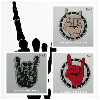 Rock Hand Vectors ตัวรีดติดเสื้อ แจ๊คเก็ต อาร์ม  ยีนส์ Hipster Embroidered Iron on Patch  DIY