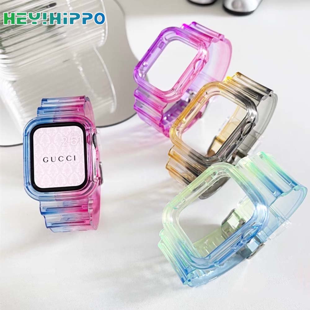 ใหม่ สายนาฬิกาข้อมือ แบบใส สองสี สําหรับ iwatch 8 7 6 5 SE 45 44 42 41 40 38 มม.