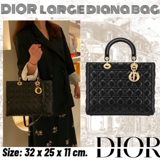 ดิออร์   DIOR  กระเป๋าถือ LADY DIOR ขนาดใหญ่/กระเป๋าผู้หญิง/กระเป๋าสะพายข้าง/กระเป๋าสะพาย/ล่าสุด