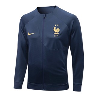 เสื้อกีฬาแจ็กเก็ต เสื้อวอร์ม ลายทีมชาติฟุตบอล France 22-23 ชุดเยือน สําหรับผู้ชาย