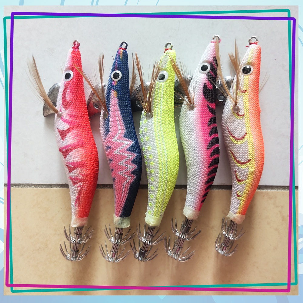 โยกุ้งตกหมึก เรืองแสง มีเสียง ขนาด 30 กรัม เหยื่อตกหมึก โยกุ้ สีเรืองแสง