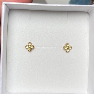 Winterwinter Jewelry Silver925 : เครื่องประดับเงินแท้ เงินแท้925 ต่างหูเงินแท้ พลอยแท้ รูปดอกไม้ ( peridot )