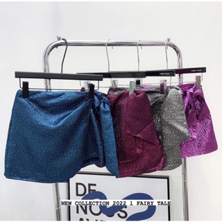 NEW :: metallic short skirt  มาจร้า กางเกงกระโปรง ผ้าเมทาลิคงานอย่างดีชนช้อป ซิปข้าง ใส่สวยเลิศงานไหนก็เอาอยู่