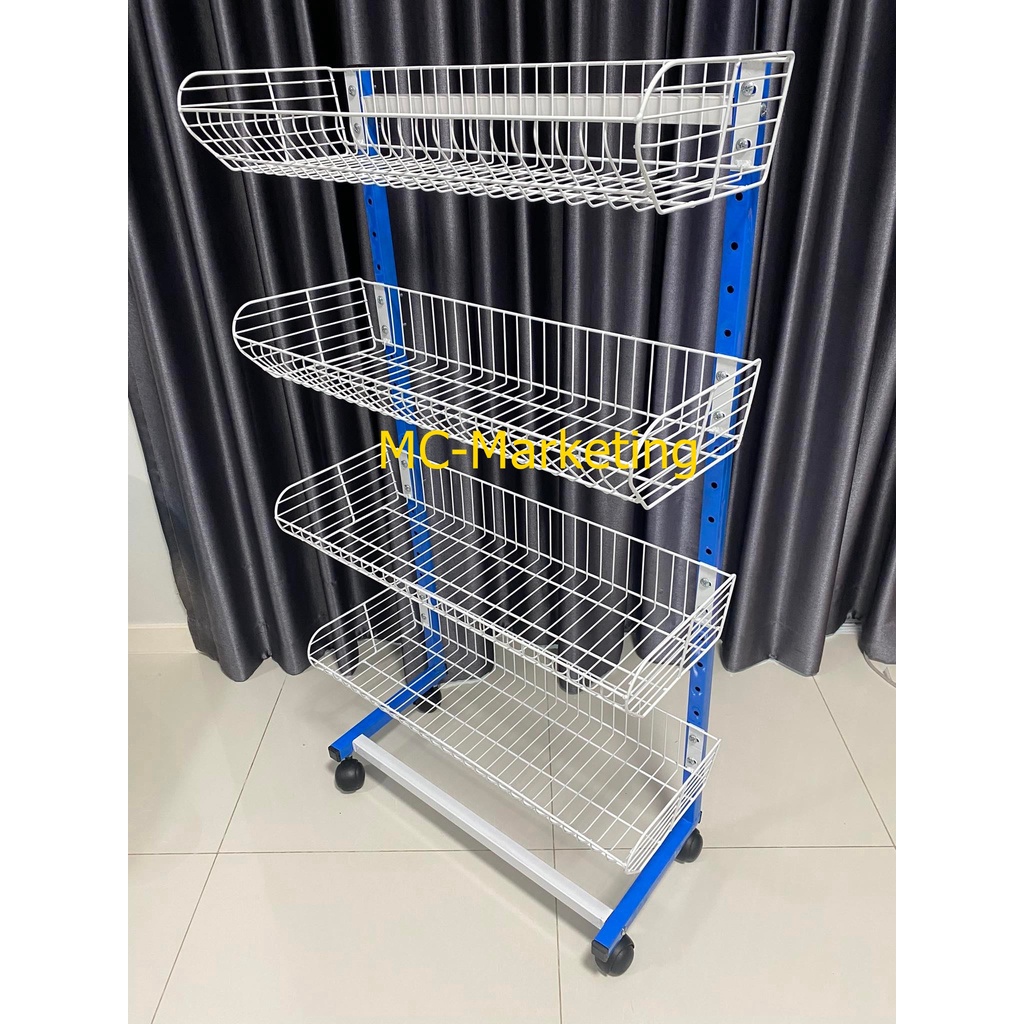 ชั้นวางขนมตะกร้าวางสินค้า 4 ชั้น หน้าเล็ก ยาว70c.m.