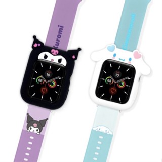 Sanrio characters case + strap compatible for Apple Watch 38mm 40mm 41mm 1 2 3 4 5 6 7 se silicon jelly tpu kuromi my melody kitty purple pink cinnamoroll