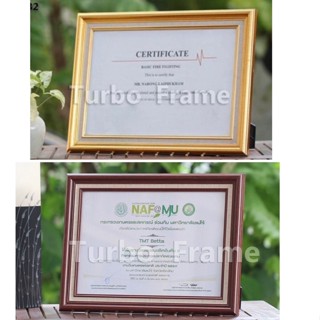 กรอบรูปสีทองเรียบฝ้าย 3.5x5",4x6”,5x7”,6x8”,A5, B5 ราคาโรงงานพร้อม**กระจกใส ขาตั้ง หูแขวนผนัง**