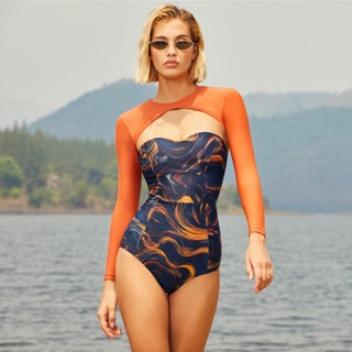 [Coralist Swimwear] ชุดว่ายน้ำวันพีซ​ Liche สี Night Wave/Tangerine (CREX214)