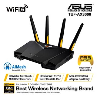 ROUTER (เราเตอร์) ASUS (TUF-AX3000) AX3000 Dual Band WiFi 6 (802.11ax) Gaming Router