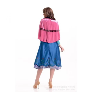 ชุดแม็กซี่เดรสคอสเพลย์ Anna Frozen Christmas พร้อมเสื้อคลุม เหมาะกับปาร์ตี้ฮาโลวีน สําหรับผู้หญิง และผู้ใหญ่