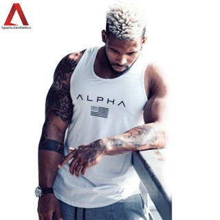 Alpha Gym ชาย ฝ้าย การเคลื่อนไหว เสื้อกั๊ก การออกกำลังกาย วิ่งออกกำลังกาย