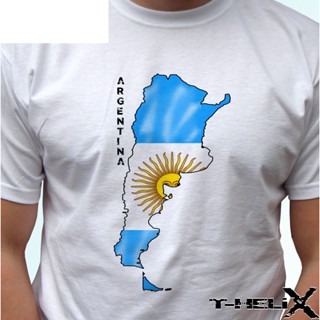 เสื้อยืดพิมพ์ลาย2019 New Letter Print Creative Printed T-Shirt Argentina Map Flag White T Shirt Top Country Designfunny