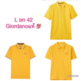 เสื้อโปโลผู้ชาย Giordano แบรนด์แท้💯size L อก 42 เสื้อโปโลสีเหลือง