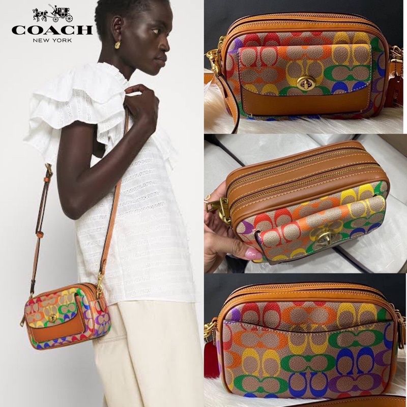 Coach Willow Camera Bag in Rainbow Signature Canvas