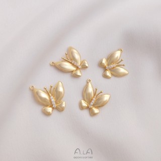 จี้สร้อยคอ ต่างหู สร้อยข้อมือ รูปผีเสื้อ สีทอง 14k diy