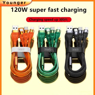 6a 3in1 สายชาร์จ 120W ชาร์จเร็วมาก สําหรับ i-phone Android Type C USB Flash