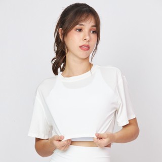 [Peaches active] Luxeflex Crop Top (Alaska) - เสื้อยืดขาว / เสื้อออกกำลังกาย เสื้อผ้าโยคะ เล่นกีฬา