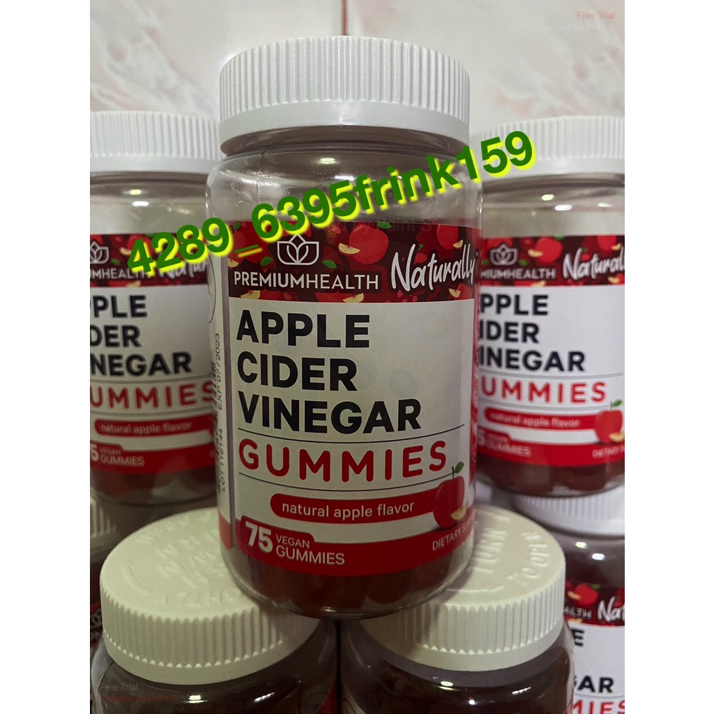 พร้อมส่ง Apple Cider Vinegar Gummies แอปเปิ้ลไซเดอร์กัมมี่ 75เม็ดสูตรไม่มีโซเดียม Premium Health Naturally นำเข้าจาก USA