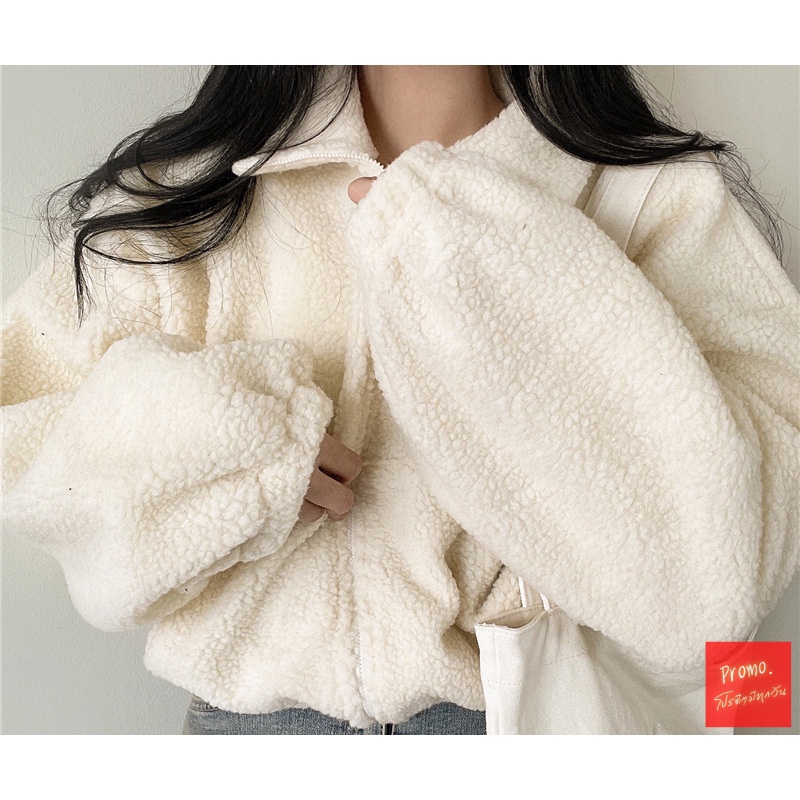 โปรดีๆ🔖ลด 80% เสื้อแจ็คเก็ตกันหนาวขนหนานุ่ม คอสูงซิปหน้า 3 สีพื้น มีกระเป๋าหน้า - รูปที่ 4